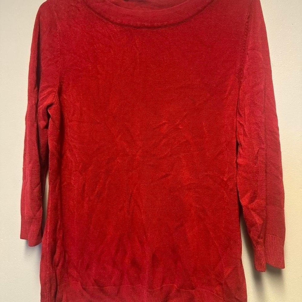 Croft & barrow red long‎ sleeve longer sweater siz large